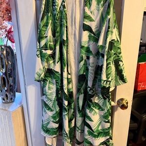 Denim 24/7 Green Leaf Print Kimono